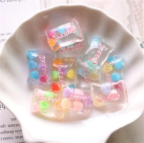 mixed colors resin sweet candy kawaii miniature cabochon flat etsy