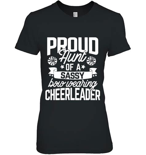 Womens Proud Aunt Of A Sassy Bow Wearing Cheerleader Cheerleading V Neck