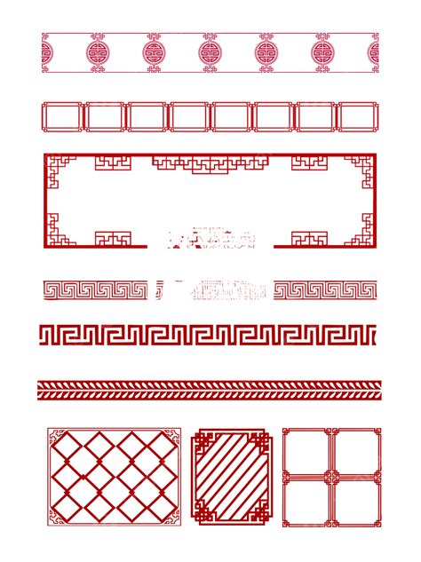 Red Chinese Border White Transparent Red Chinese Pattern Border