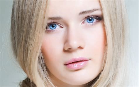 Wallpaper Face Model Blonde Long Hair Blue Eyes Mouth Daftsex Hd