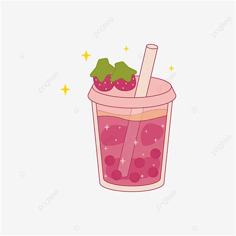 Milk Tea Cute Vector Hd Images Cute Cartoon Strawberry Milk Tea Vector