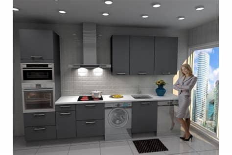 Y vidrio de pared 600mm x 155mm x 500mm plateada 127v. Cocina Lisboa, barata, modular, recta, con altos de 90 y ...