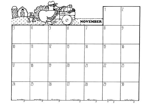 November Calendar Clip Art Free