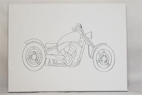 Bike Chopper Motorcycle Drawing Painting Canvas Painting Etsy
