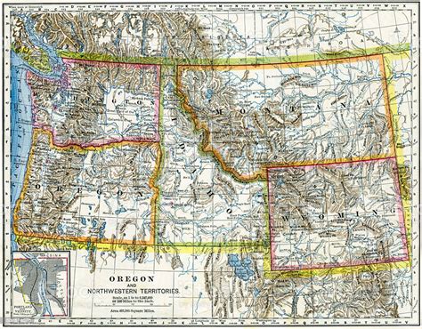 Northwestern United States Map 1883 Stock Photo Download Image Now