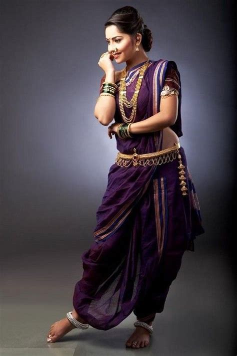 Traditional Maharashtrian Nine Yard Sari Modern Descendant Of The
