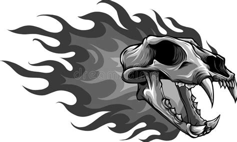 Vector Illustration Of Tiger Skull With Flames Stock Vector