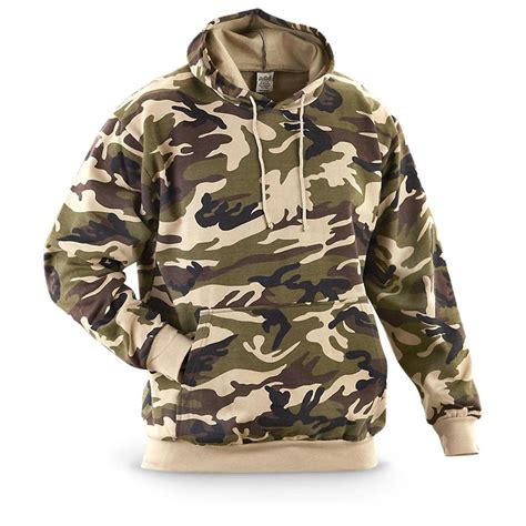 Military Camouflage Hoodie Pullover Fleece Sweatshirt Camo Green Brown