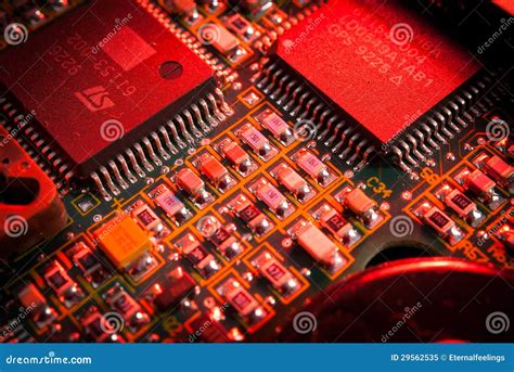 Electronic Board Toned Red Stock Image Image Of Blue 29562535