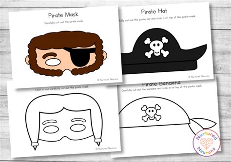 Diy Printable Pirate Masks Color And Plain Templates Pdf Nurtured