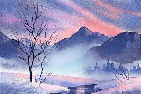 This watercolor tutorial course has been developed for the advance art students and professional artist, this on location step by step demo of watercolor painting, with my personal theory and over the years experience , this unique knowledge is very useful of art student those who want to know. Mountain Silhouette by Teresa Ascone | Watercolor ...