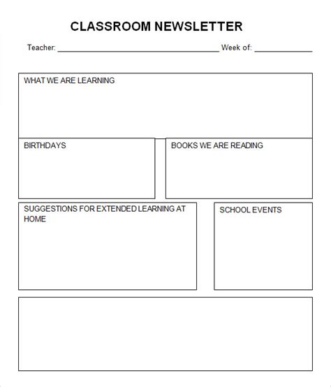 Classroom Newsletter Template Word Free Free Printable Templates