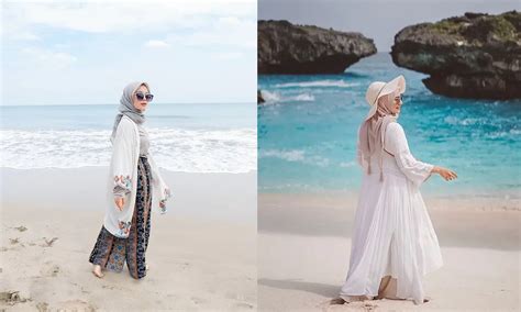 Inspirasi Outfit Hijab Ke Pantai Simpel Dan Modis Parboaboa