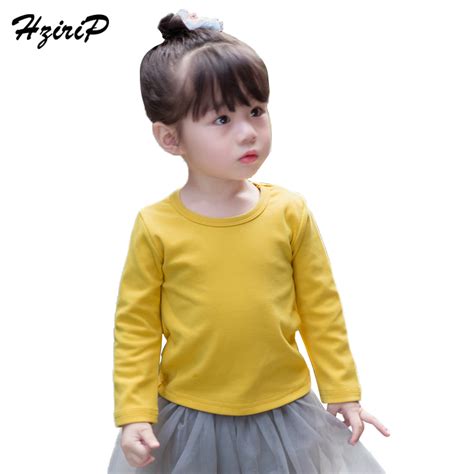 Hzirip Baby Girls T Shirts Spring 2018 Long Sleeve Cotton Solid Colors
