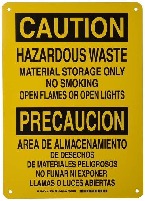 Brady Bilingual Sign Legend Hazardous Waste Material Storage