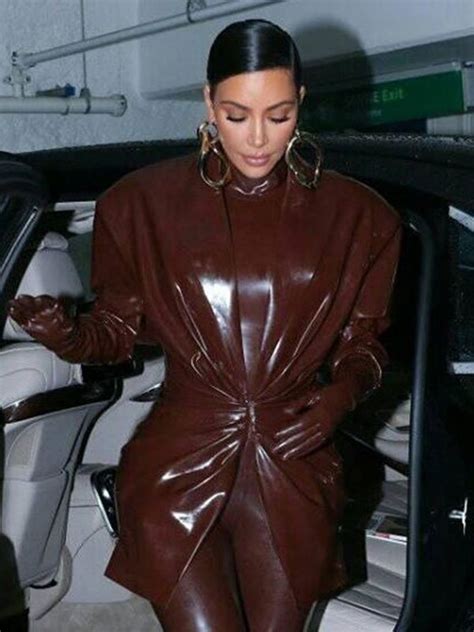 Kim Kardashian Brown Leather Coat The American Jackets