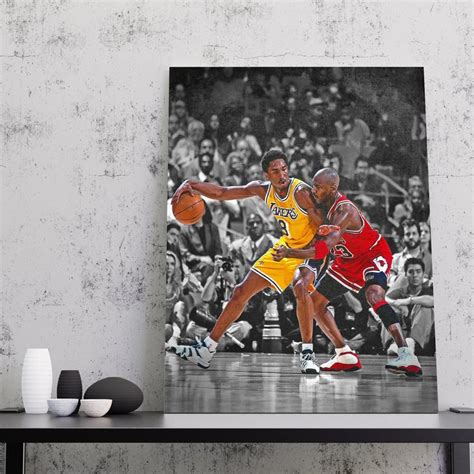 Michael Jordan Vs Kobe Bryant Poster Nba Posters Man Cave Etsy In