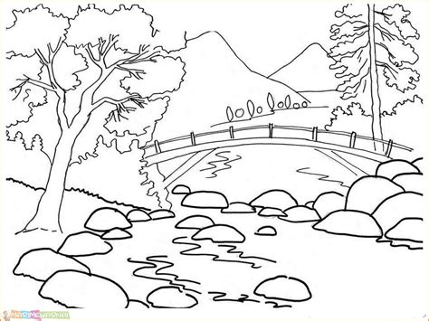 √120 Sketsa Gambar Pemandangan Alam Bagus dan Berwarna - Marimewarnai.com