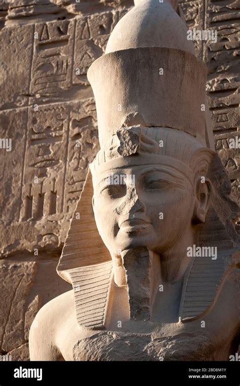 Close Up Of The Stone Face Of The Ancient Egyptian Pharaoh Ramses Ii In