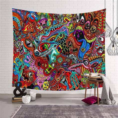 Trippy Eye Tapestry Psychedelic Drawing Abstract Ghost Eye Wall