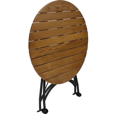 Sunnydaze European Chestnut Wood Folding Round Bistro Table Indoor