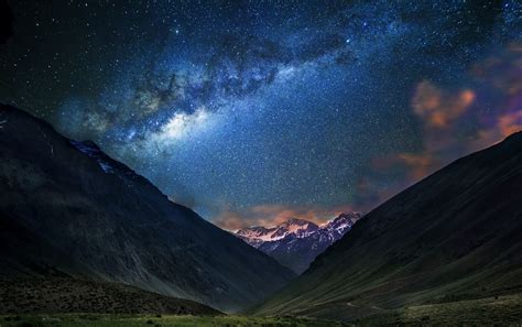 Milky Way Space Snowy Peak Starry Night Night Long Exposure