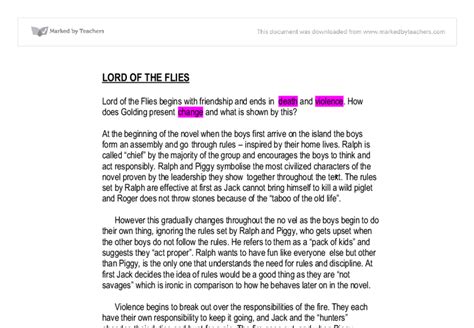 Lord Of The Flies Essay Gcse English Marked By