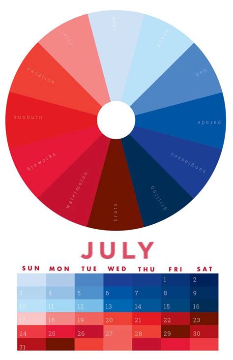 2016 Chromophilia Color Wheel Wall Calendar Color Wheel July