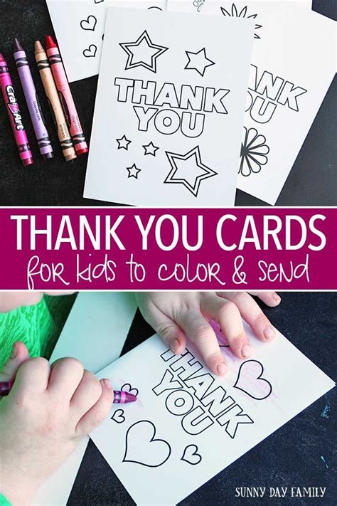 Print them right from home! Free Printable Thank You Cards for Kids to Color & Send ...