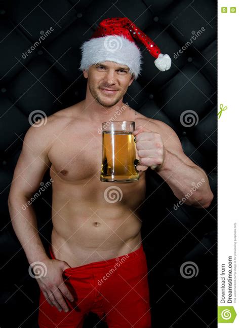 Santa With Beer Stock Image Image Of Glass Male