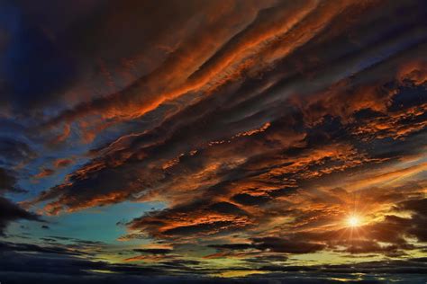Hd Wallpaper Sunset Sky Clouds Sun Rays ☁