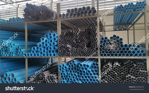 Pvc Pipes Stacked Warehouseagriculture Equipment Store Stock Photo