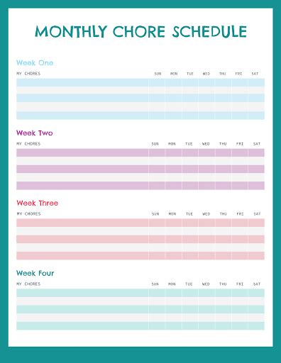 Free Monthly Chores Template Customize With Picmonkey