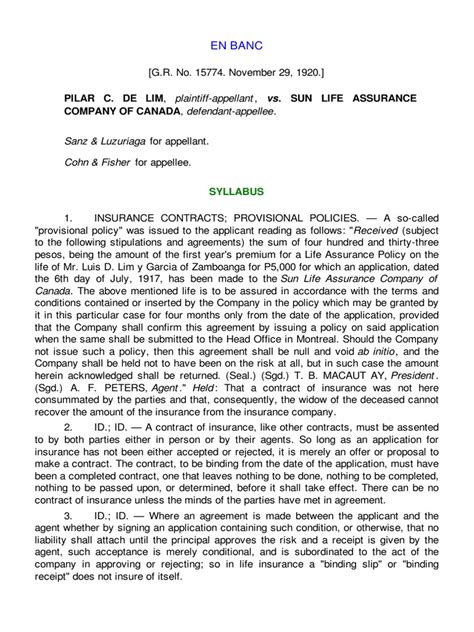 Check out results for your search 3 de Lim v. Sun Life Assurance Co. of Canada | Life ...