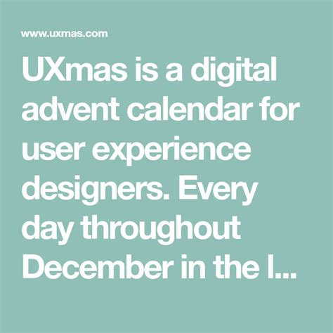 Uxmas Is A Digital Advent Calendar For User Experience Designers Every