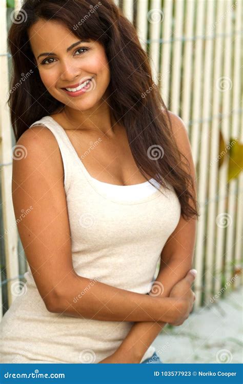Young Beautiful Hispanic Woman Smiling Stock Image Image Of Adult