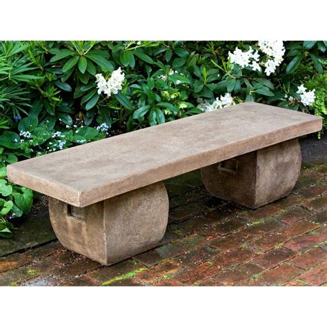 Campania International Ryokan Cast Stone Backless Garden Bench Stone
