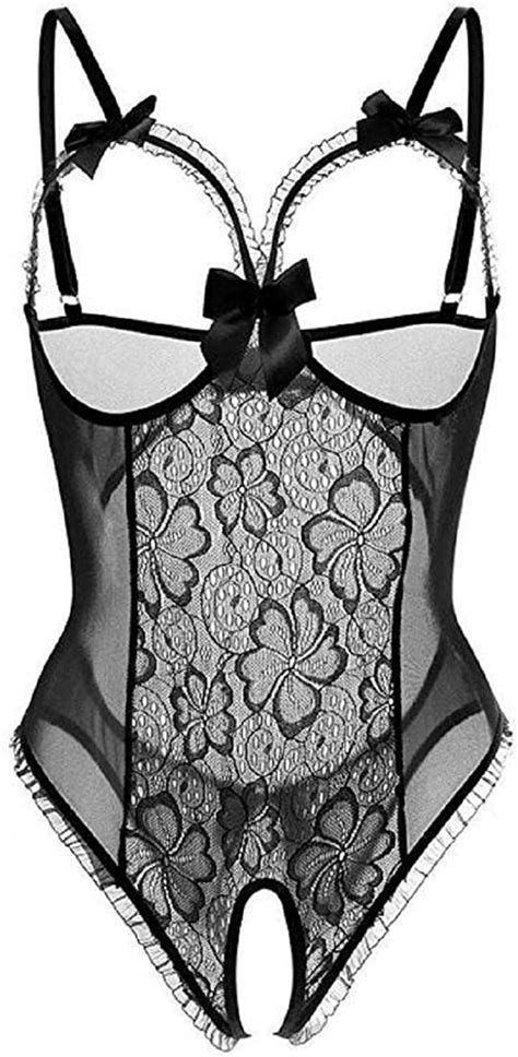 Beauty Plus D Sexy Women See Through Lingerie Halter Open Cup Crotchless One Piece Teddy Style