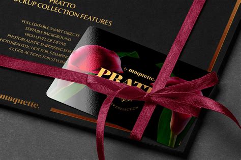 30+ free gift voucher mockup psd & vector templates: Gift Card on Black Invitation Card with a Bow Knot Mockup | Maquette.
