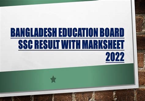 Bangladesh Education Board Ssc Result With Marksheet 2022 Bd Ssc