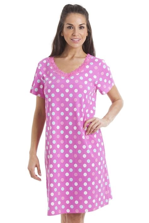 Multi Coloured Polka Dot Pink Cotton Nightdress