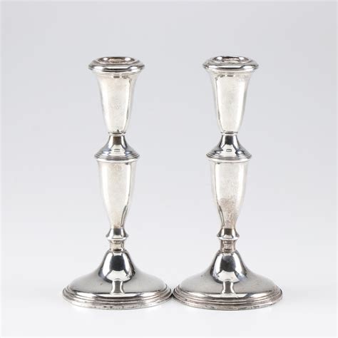 Empire Sterling Silver Weighted Candlesticks Ebth