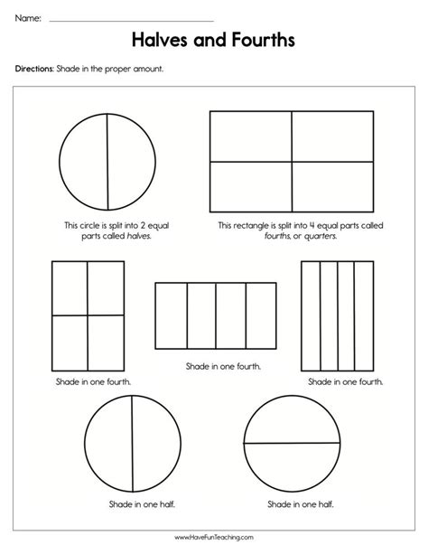 Fractions Halves And Quarters Worksheets Worksheets For Kindergarten