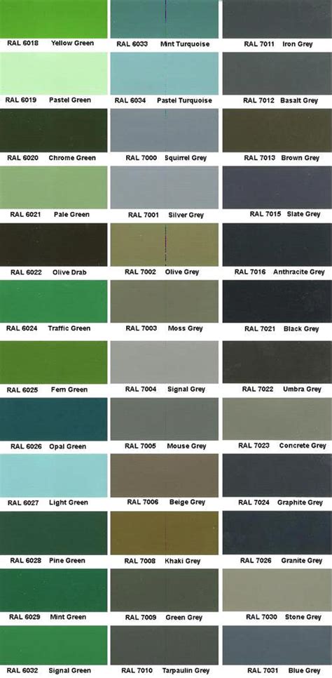 RAL Color Chart RAL Colour Chart