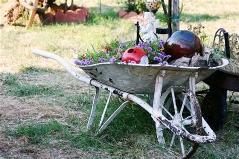 Wheeling Your Garden Away Using Old Vintage Wheelbarrows In The Garden