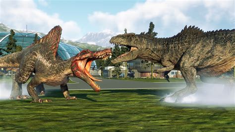 Jurassic World Evolution SPINOSAURUS Vs GIGANOTOSAURUS YouTube