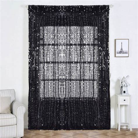 2 Pack 52x108 Black Big Payette Sequin Curtains With Rod Pocket