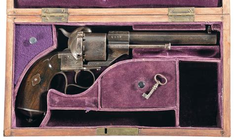 Cased Engraved Unmarked Double Action Pinfire Revolver Rock Island