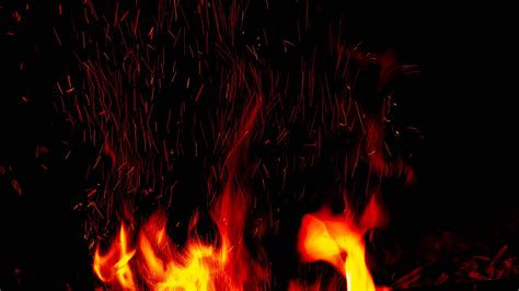Download Wallpaper 3840x2160 Bonfire Flame Sparks Fire Black 4k Uhd