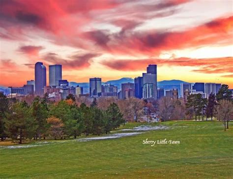City Of Denver Colorado Beautiful Skyline Sunrise Over Denver 8 X 10 Glossy Fine Art Print